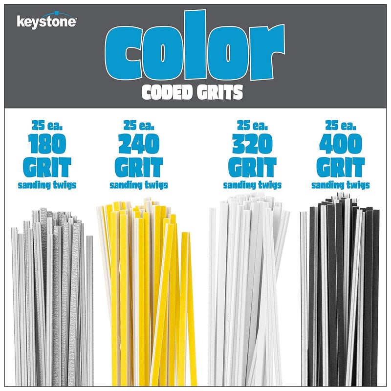 KeyStone 100 Fine Sanding Twig Assortment Pack with 4 Different Color Coded Abrasive Grits - Image 3